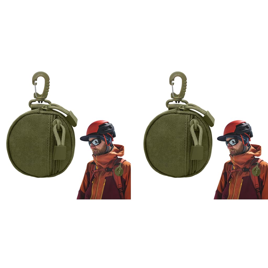 ZIBUYU Zipper Pouch Bag with Quick Connect Clasp in Oxford Cloth for Coins and Keys | 2PCS