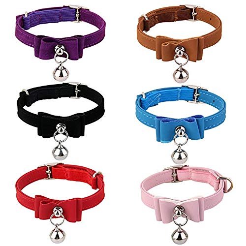 HASTHIP Cat Collar with Safety Breakaway Buckle featuring Screw Fixed Bell Velvet Strap 33.5 cm Red