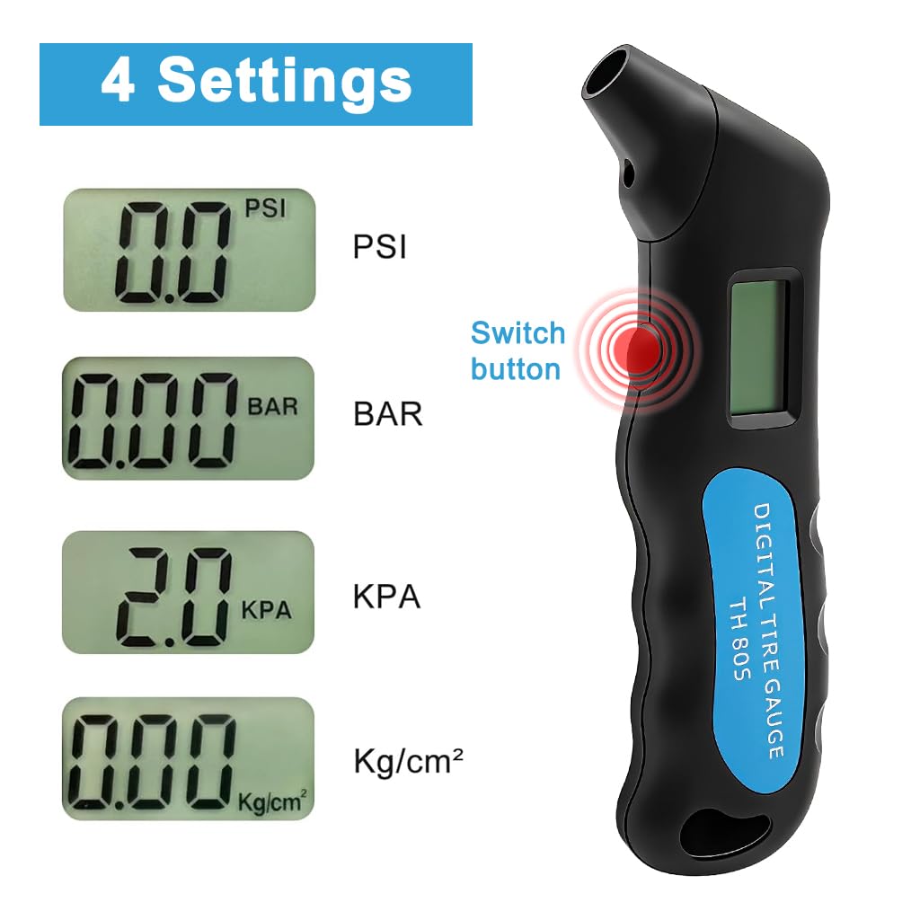 STHIRA Digital Tire Pressure Gauge for Cars with LCD Display and Built In Deflating Valve | Portable Handheld Design