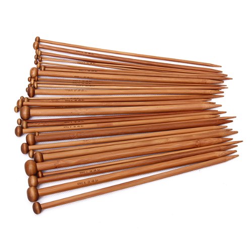 ELEPHANTBOAT 18pcs Wood Knitting Needle Set--Small to Large 2-10mm, Sturdy Round Blunt Yarn Knitting Needles Tool Kit