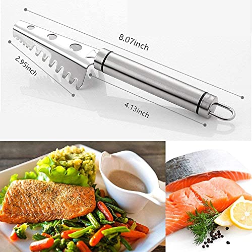 HASTHIP® 2Pcs Fish Scale Remover Scraper, Fish Scraper, Fish Cleaning Scale Scraper, Staineless Steel Living Fish Scale Shaver Fish Scale Scraper for Fast Cleaning Fish Skin Fit Various Fish