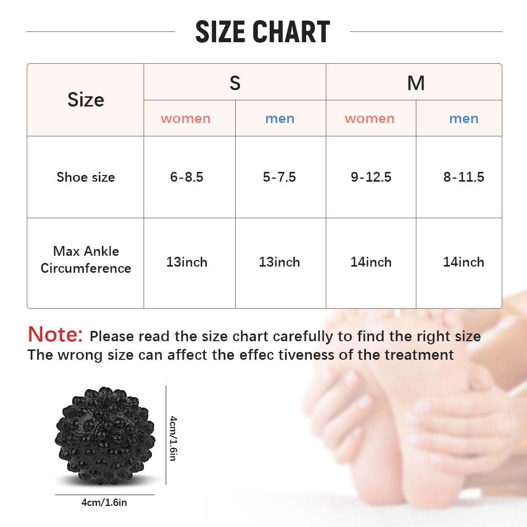 HANNEA Plantar Fasciitis Night Splint Sock for Foot Drop and Heel Pain Relief | with Adjustable Straps and Massage Ball