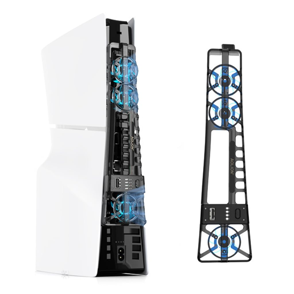 HASTHIP Cooling Fan for PS5 Pro and Slim with 3-Speed Control and Automatic Temperature Detection | LED Triple-Fan USB Accessory