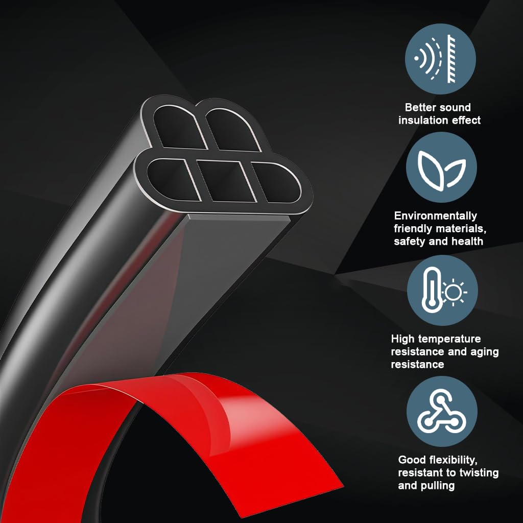 STHIRA Car Door Seal Strip for SUV and Truck featuring Dual Layer Cushioning | 52.5Ft Rubber Weatherproof Trim