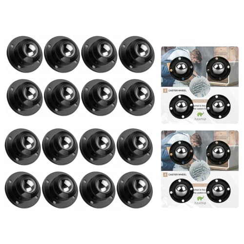 HASTHIP® 16Pcs Self Adhesive 360° Swivel Caster Wheels, Heavy Duty 800Kg, Mini Furniture Rollers for DIY, Small Appliance & Table Moving, Dual Fixing, Smooth Glide, for Hard Surfaces