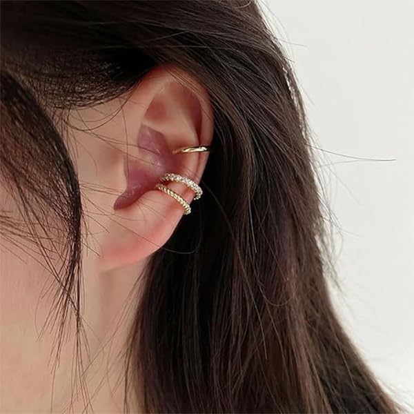 ZIBUYU Ear Cuffs Without Piercing for Women featuring Adjustable Secure Fit Alloy Set 18PCS