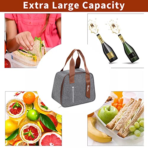 HASTHIP® Lunch Box Bag Bento Thermal Pouch Portable Lunch Box Bag Thermal Bag for Camping School Picnic Portable Lunch Box Bag for Office Man Women Student Kids Bento Box Pouch (Gray)