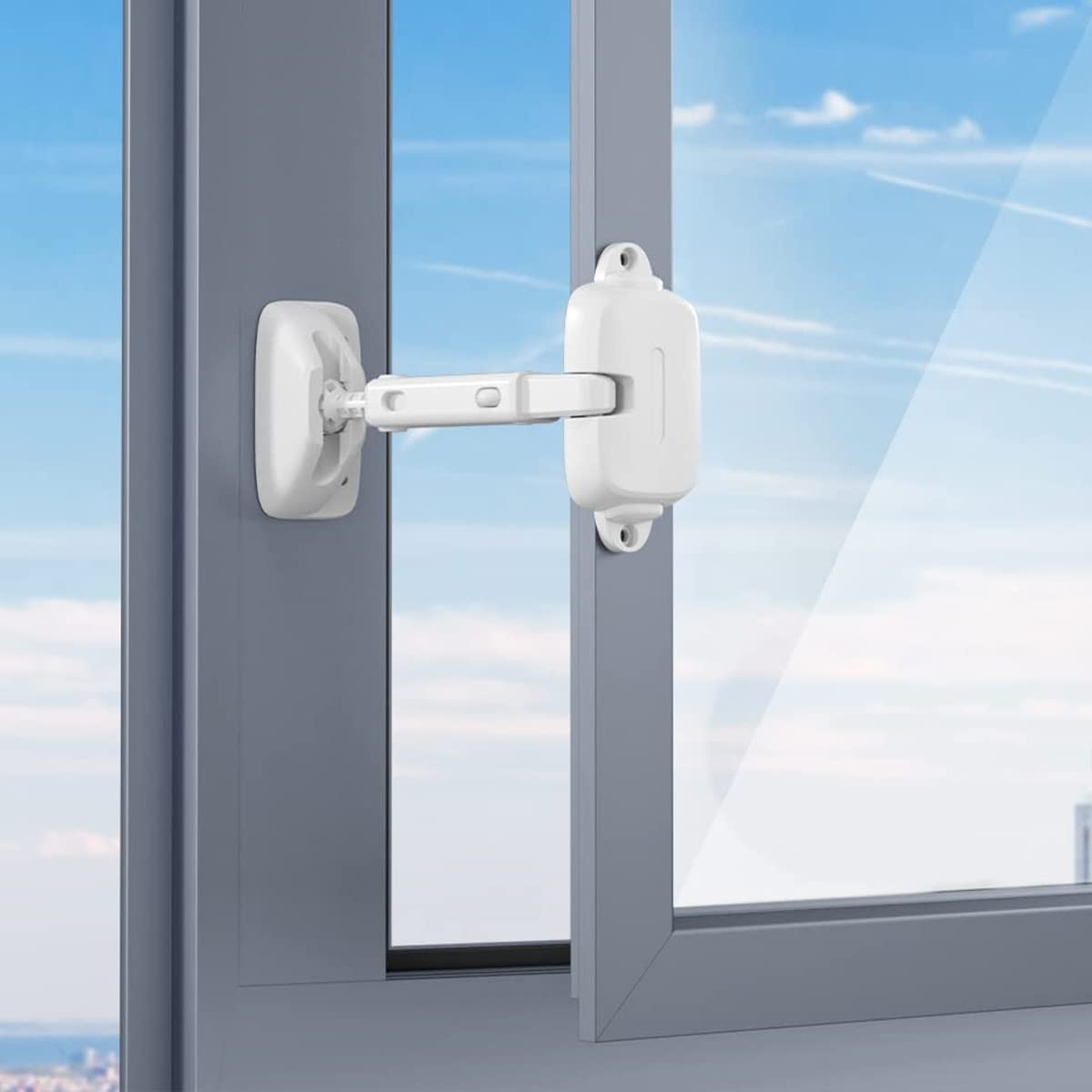 HASTHIP Baby Safety Window Lock for Kids with Adjustable 3.5–5.3 in Gap | Aluminum Alloy Restrictor