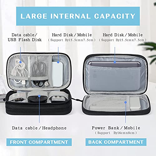 HASTHIP® 3 Layers Electronics Travel Small Organizer Bag,Waterproof Accessories Pouch Bag for Charger/Power Bank/Cables/Mouse/Earphone/Students -19x11x5.5cm(Black)