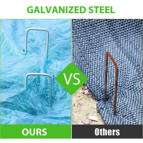 HASTHIP® 100 Pcs 6 Inch Heavy Duty Galvanized Steel Landscape Staples, Rust Resistant Garden Pegs for Securing Fabric, Drip Irrigation Tubing, Lawn Edging, Fences, Cables, Multi-Use Gardening