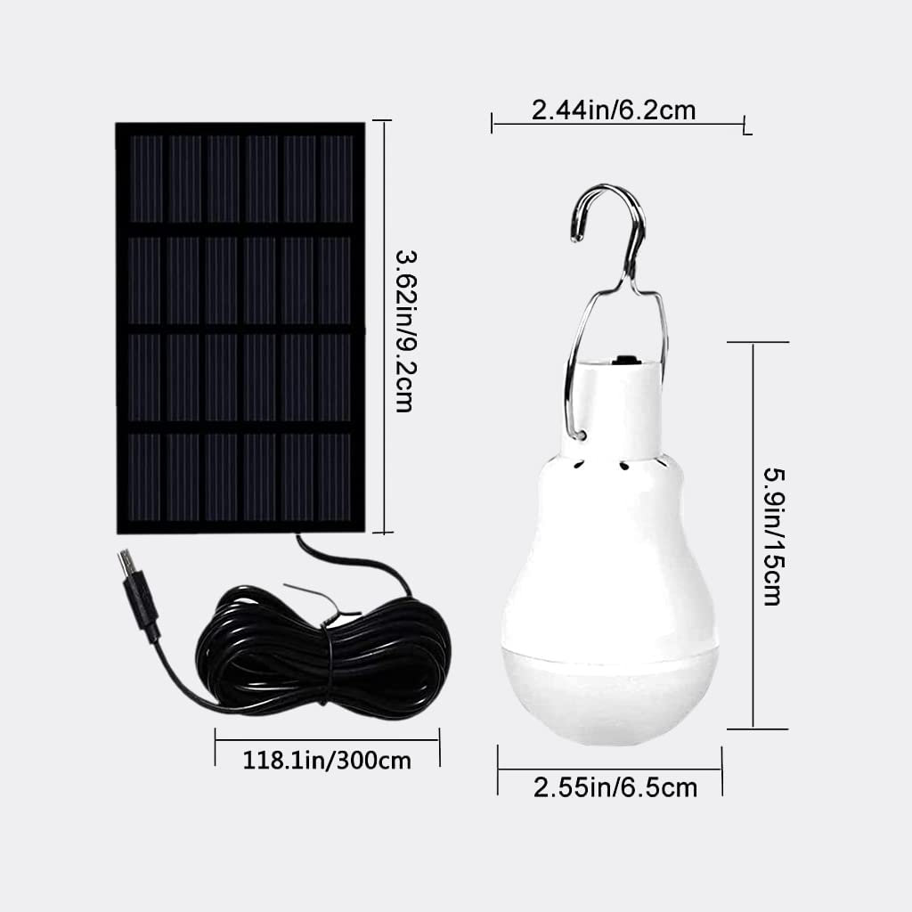 ELEPHANTBOAT Solar Powered LED Light for Camping and Outdoor Use with Hook | 3W 110 Lumens 800mAh Rechargeable Lamp