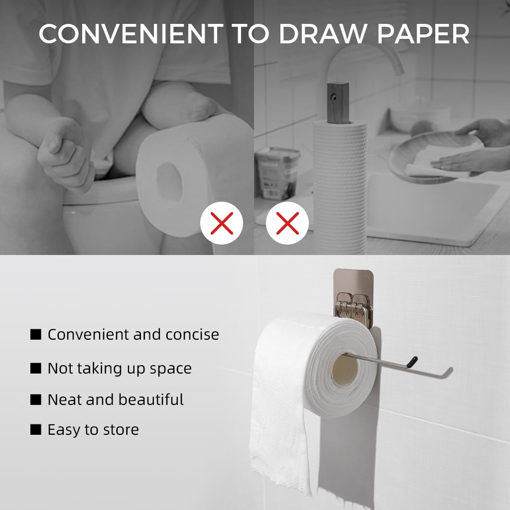 ZIBUYU Tissue Paper Holder for Bathroom and Kitchen featuring Self Adhesive Mount 10.4 in Metal Rack | Space Saving Design