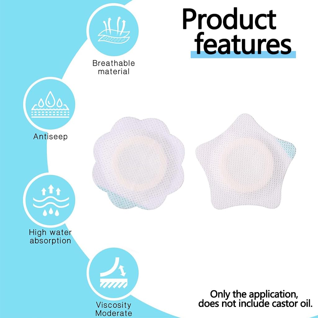 ZIBUYU Castor Oil Belly Wraps for Navel Care with Leakproof Design and 60 Star & Flower Pads