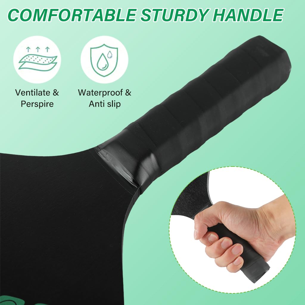 Proberos Pickleball Paddles Kit with 4 Balls and Portable Bag for Outdoor Family Fun | Green