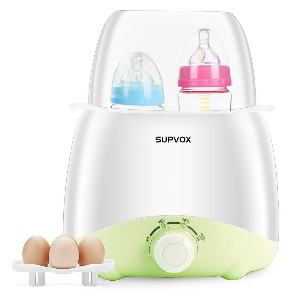 Supvox® Bottle Warmer for Babies Milk Electric 6 in 1 Sterilizer for Feeding Bottles with 8-15 Mins Fast Warming, 24H Keep Warm Food Heating Timer Adjustable Temp Baby Bottle Sterilizer Machine(Green)