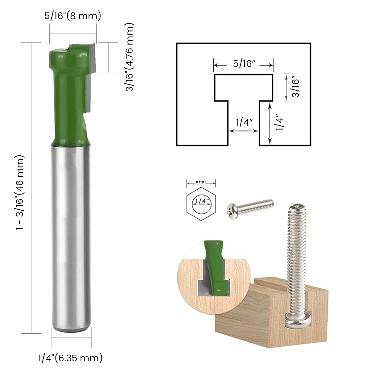 Serplex Router Bit Set for Woodworking with Universal 1/4 Inch Shank | 6PCS Hole Cutters