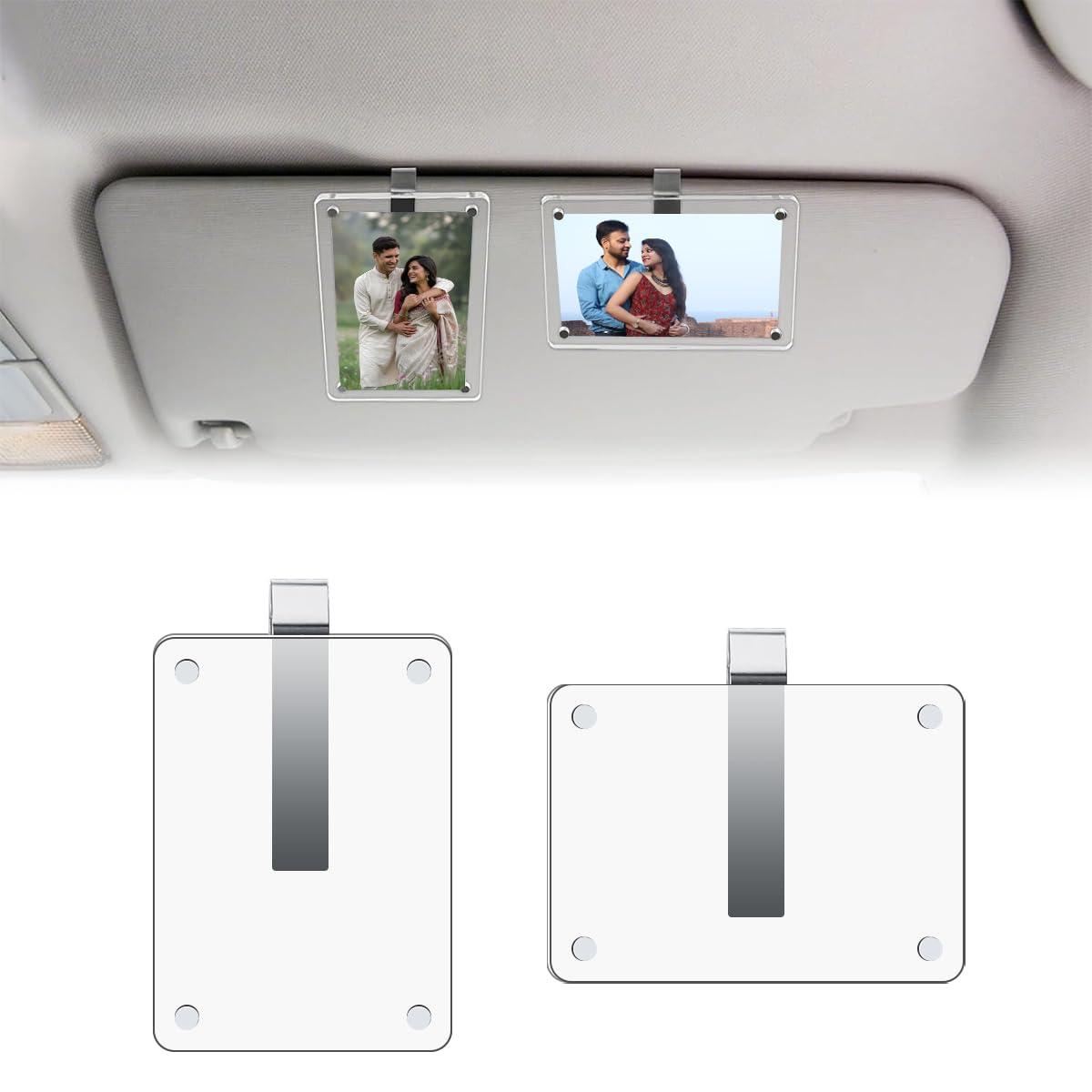 Zibuyu Magnetic Acrylic Photo Frames for 3 in Photos featuring Slide In Clamp | 2 Pcs 6x9 cm Display