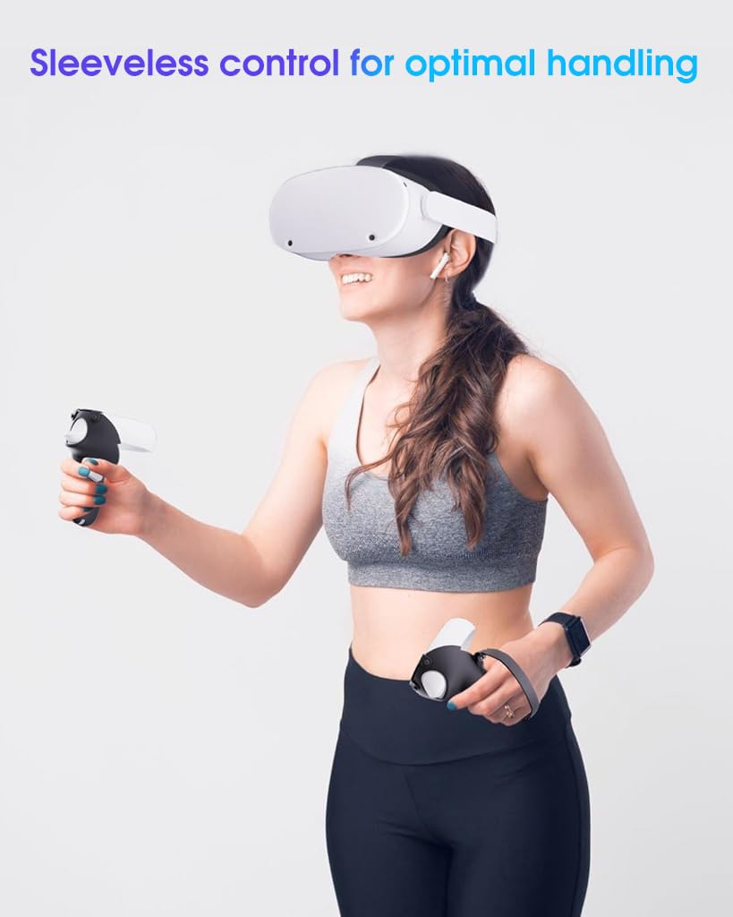 ZORBES Controller Grips Cover for Oculus Quest 2 with Non Slip Texture Silicone & Adjustable Strap | Protective VR Accessory