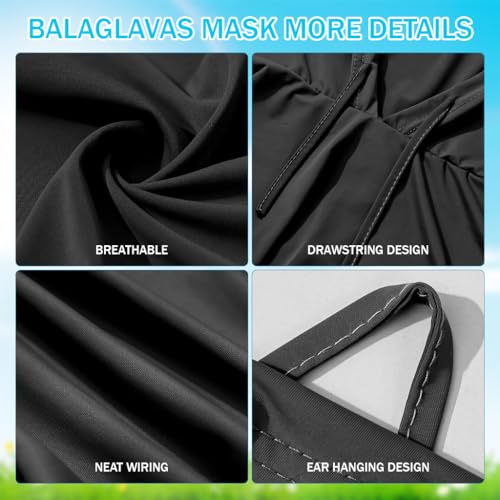 Optifit® Face Mask for Bikers 3-in-1 Balaclava Sun Hood with Neck Gaiter Ice Silk Cool Touch Adjustable Drawstring Lightweight Quick Dry Protection for Biking Hiking Black 2PCS
