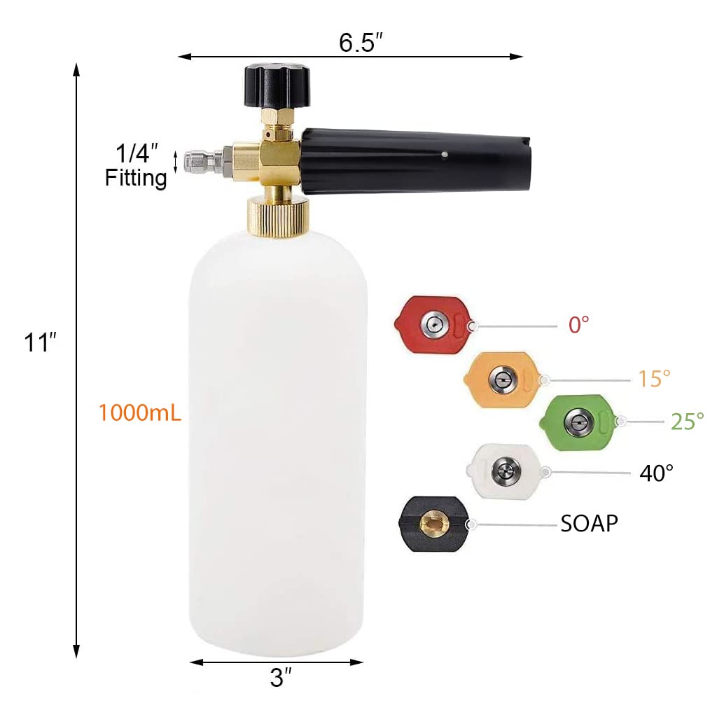 HASTHIP Car Pressure Washer Gun for Car Cleaning with 5 Nozzle Tips and 1L Foam Cannon