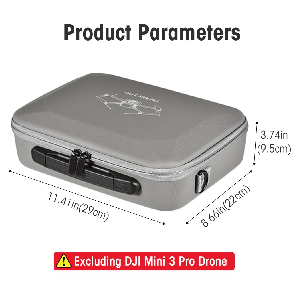 Zeitel Carrying Case for DJI Mini 3 Pro with Waterproof PU Cover and Shoulder Strap | Hard Travel Storage Bag for Drone Accessories