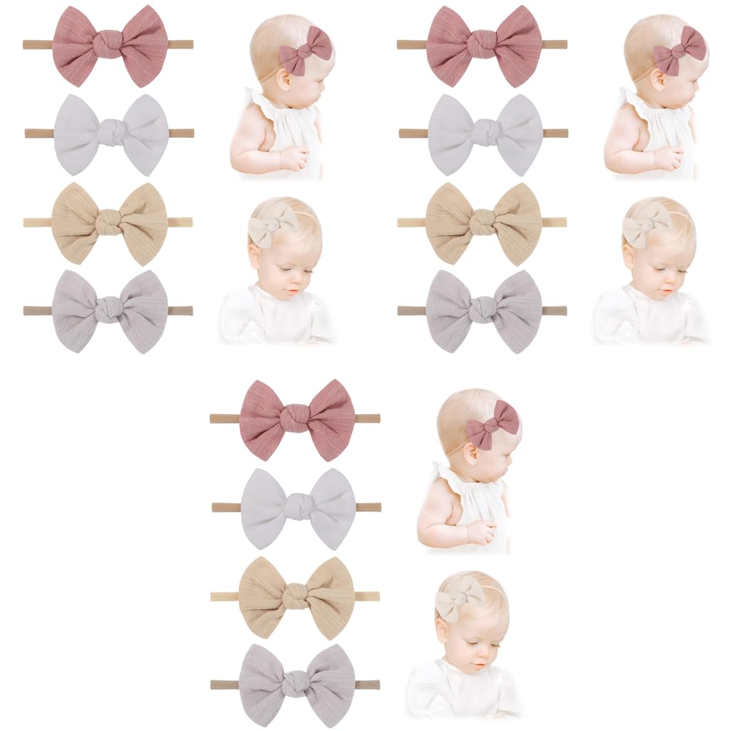 PALAY Bow Headband for Baby Girl featuring Soft Elastic Bands 12PCS | Cute Gift Set