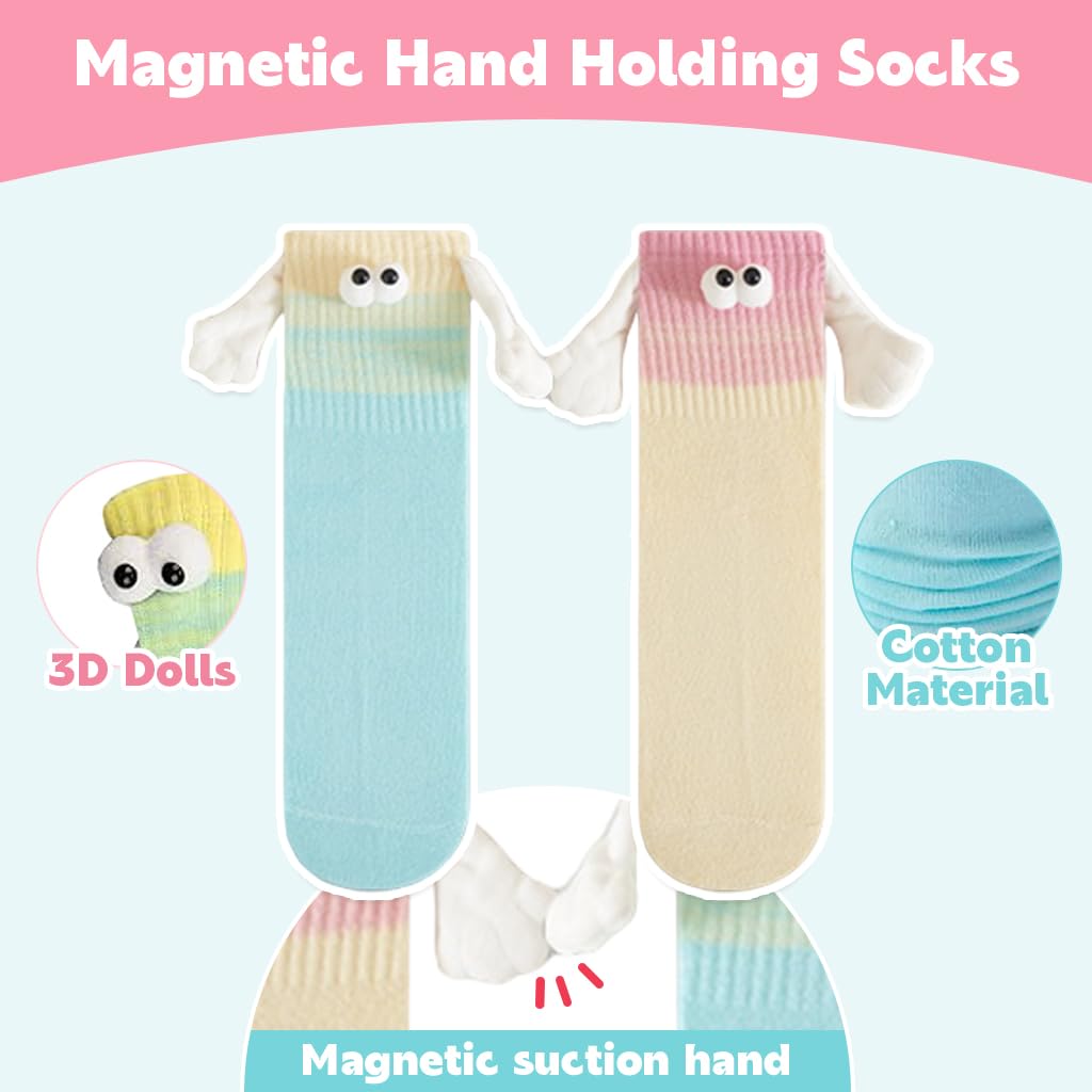 Venzina Holding Hands Socks for Couples featuring Magnetic Suction and 2 Pairs Cotton Gifts