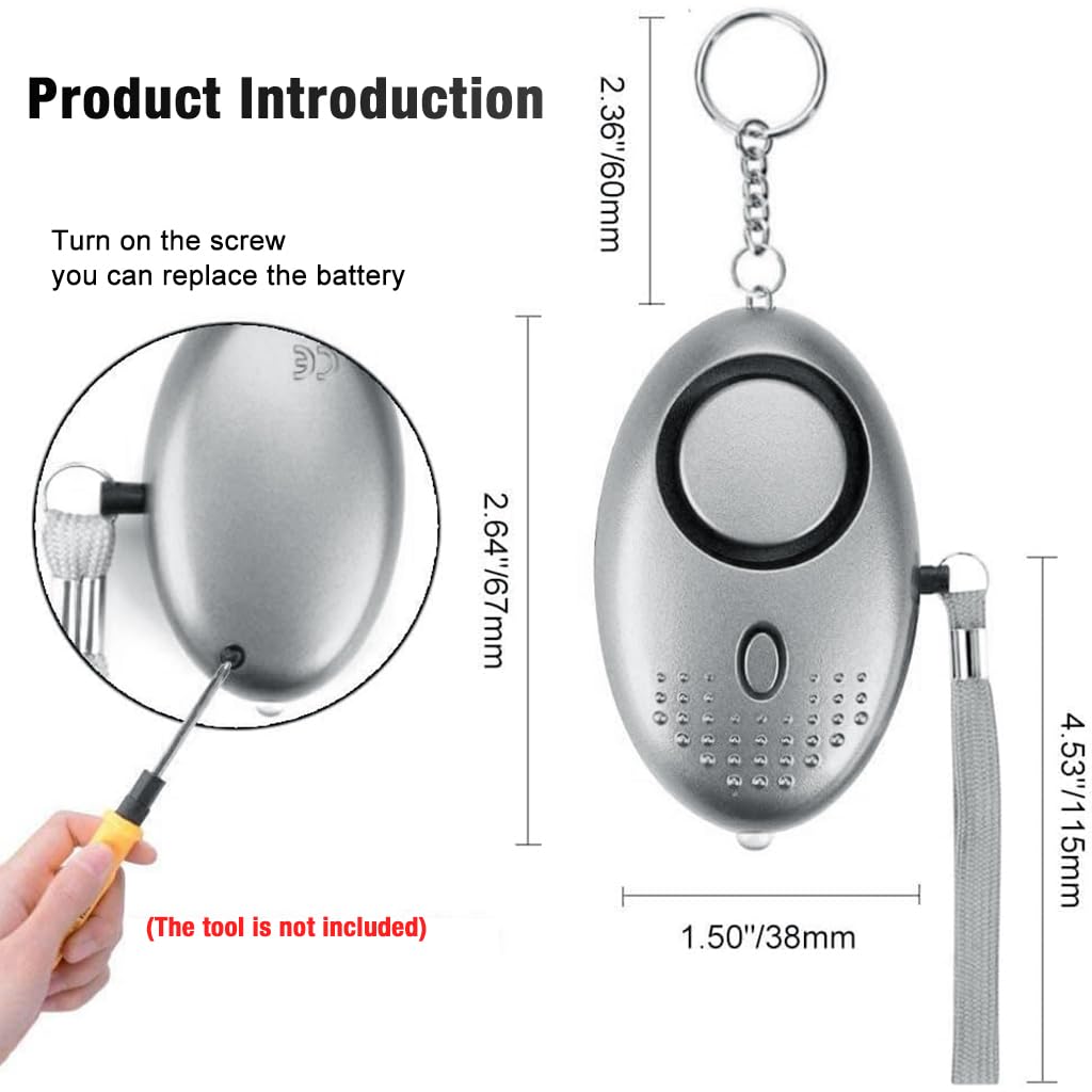 ZIBUYU Self Defence Alarm for Women with 130dB Siren and Pull Pin Activation | LED Light Keychain