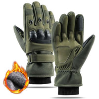 Proberos® Tactical Gloves Men Women Winter Warm Outdoor Gloves Touchscreen Motorcycle Gloves with Hard Knuckle & Plush Lining Tactical Gloves for Cycling Motorcycle Hiking Climbing (L, Green)
