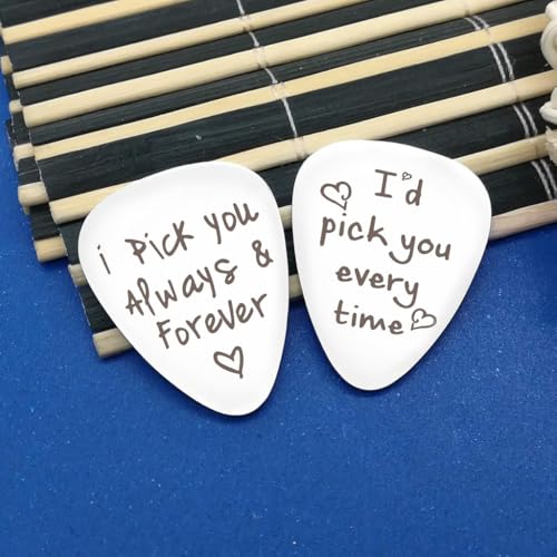 PATPAT® 4PCS Guitar Picks Couple Gift Engraved I Pick You Always Forever Id Everytime Stainless Steel Acoustic Music