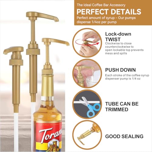 ZIBUYU® 12PCS Coffee Syrup Pump Replacement Dispenser for Creamer Milk Juice Bottle Soda Can Ketchup Half Gallon Universal Fit 25.4oz Syrup Bottles