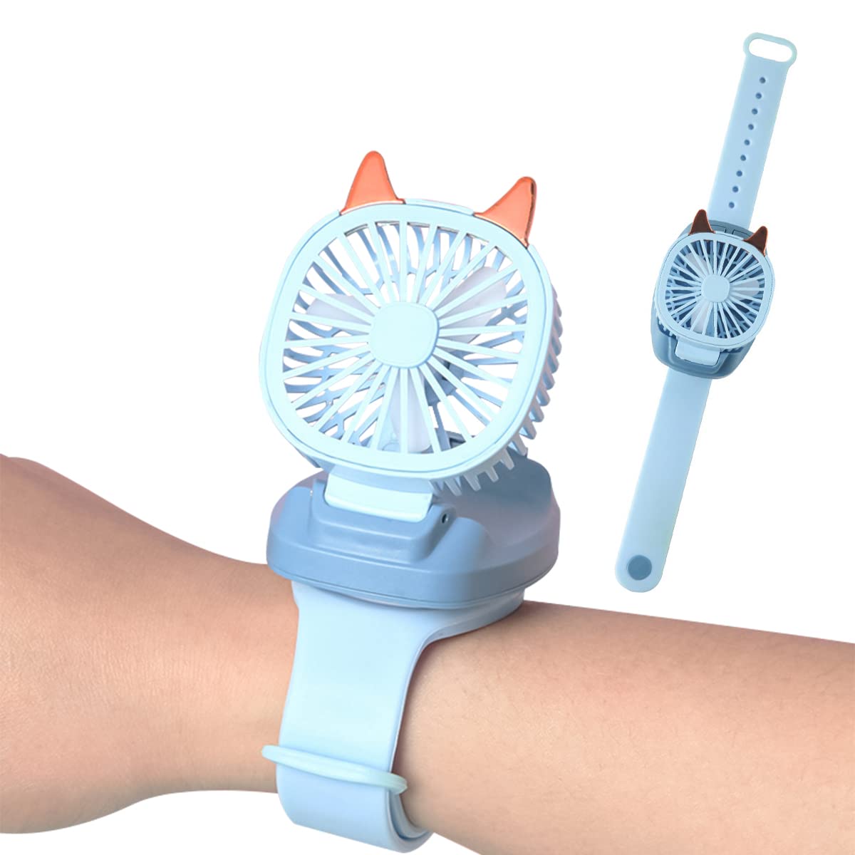 ZORBES Folding Wrist Mini Fan for Kids, Rechargeable Fan Mini Portable Fan Smart Watch for Kids, 7 Color Mini Hand Fan with 3 Gear Speed Electric Fan Watch, Mini Fan Charging Fan USB Rechargeable