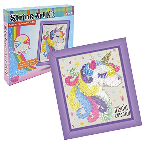 PATPAT® String Art Kit Unicorn Art and Craft Kit for Girls Unicorn String Art Supplies with Phote Frame Kids Art and Craft Kit Christmas Birthday Gifts for Girls Boys Ages 6+