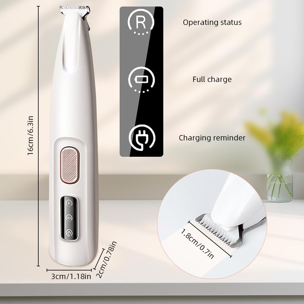 Qpets Dog Hair Trimmer for Paws and Face with 18mm Blade and LED Light | Waterproof USB Rechargeable Grooming Tool