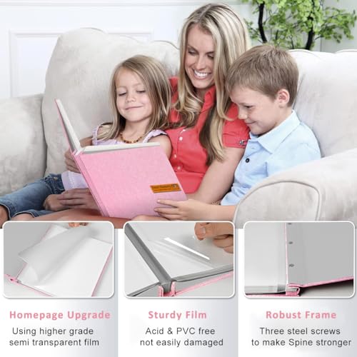 HASTHIP® DIY Photo Album for Photos Collection Scrap Books Memories with 40 Pages Scrapbook 4x6 5x7 8x10 Pictures Fashion Linen Hard Cover Women Mom Family Baby Travel 3 PCS