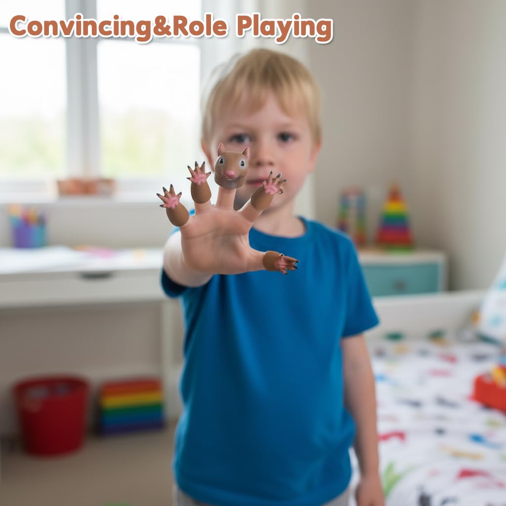 PATPAT Cartoon Squirrel Finger Toys 5PCS for Storytelling with Soft PVC | Kids Learning Play