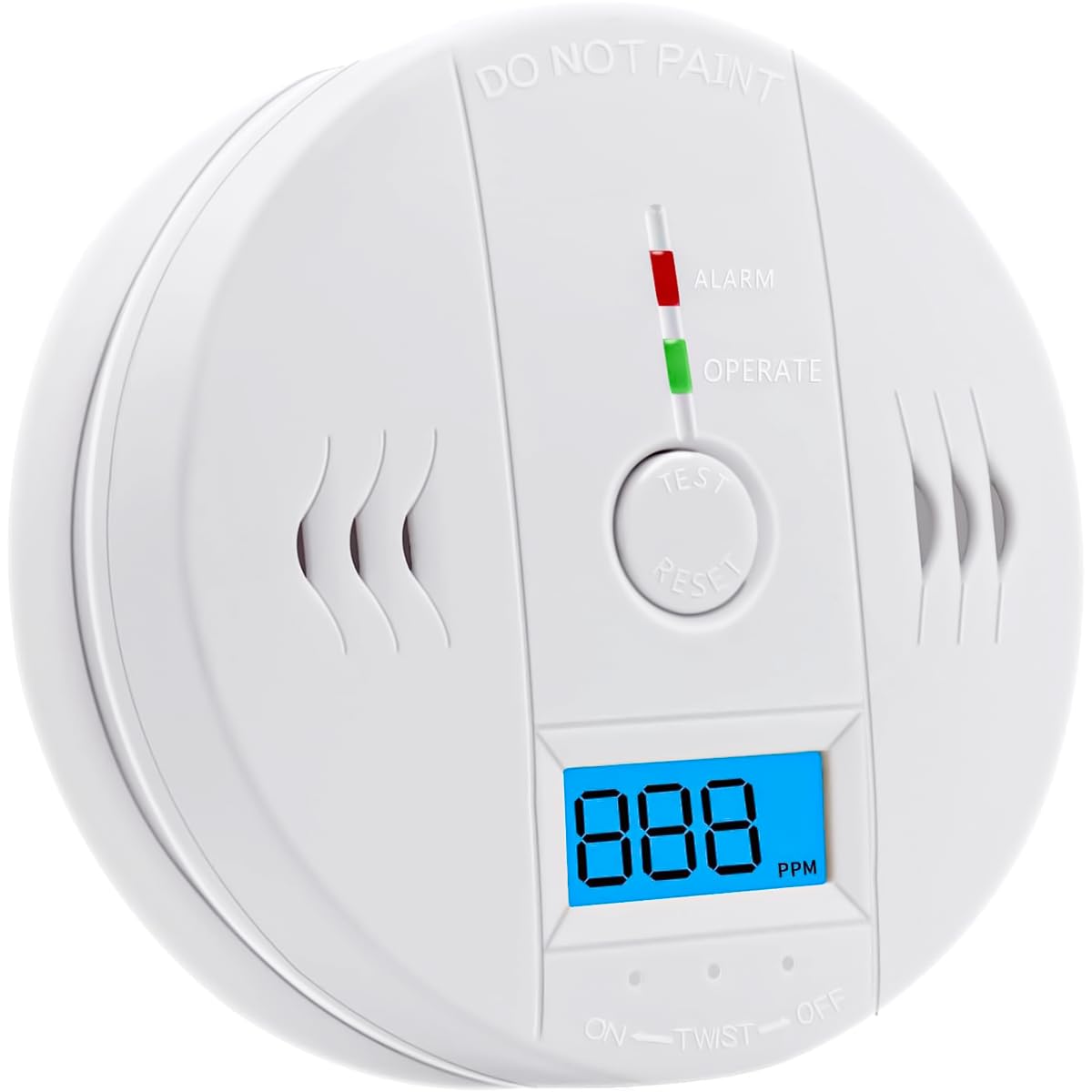 HASTHIP® Carbon Monoxide Detector Alarm 85DB Replaceable Battery-Operated Carbon Monoxide Alarm Detectors with Digital Display & LED Lights CO Alarm Device for Kitchen Bathroom (Battery NOT Included)