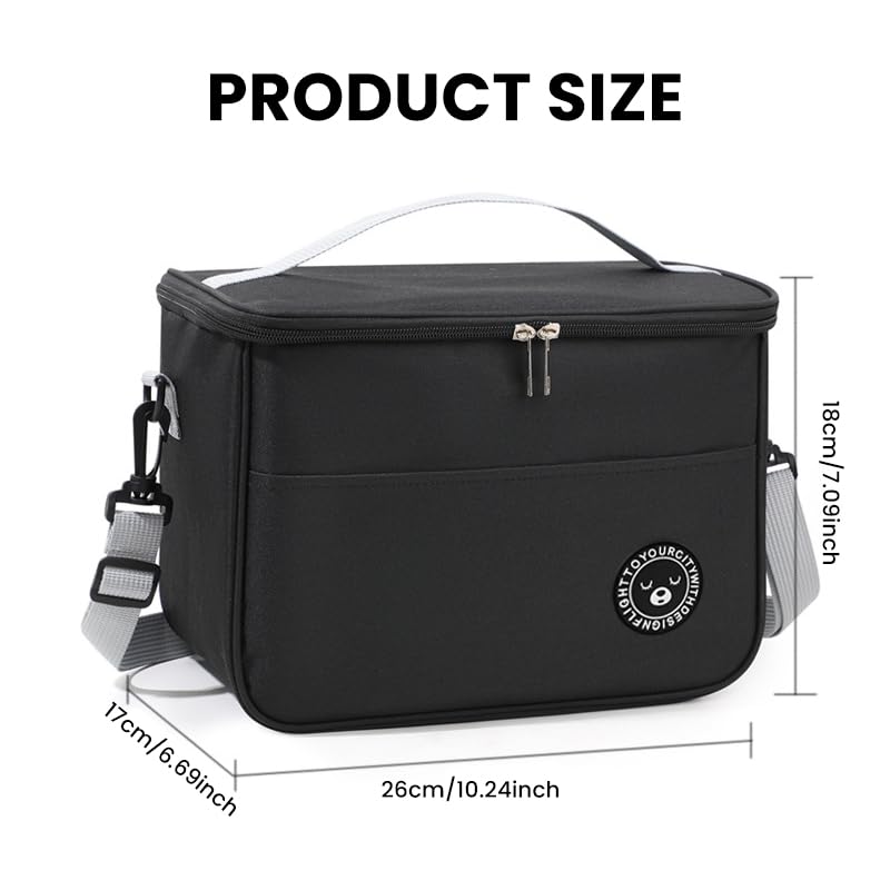 HASTHIP Insulated Lunch Bag for Camping and Office with Foil Liner & Strap 26x17x18cm