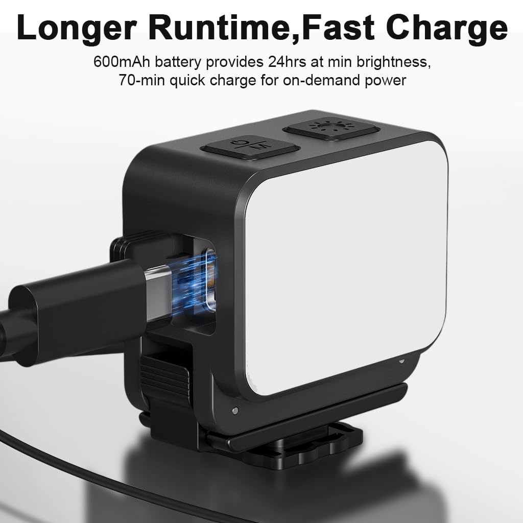 ZORBES Compatible with DJI Osmo Action Camera Fill Light with Magnetic Quick Release and 3 Color LED 600mAh | Cold Shoe Adapter for Outdoor Photography