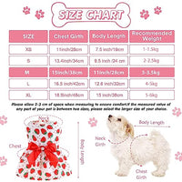 Qpets® Summer Female Dog Dress for Small Dogs Kitten Dog Clothes Clothing Cute Strawberry Bow Print Princess Dress for Puppies, Kittens, Chihuahua, Maltese, Pug, Papillon(Suitable for 3-3.5kg)