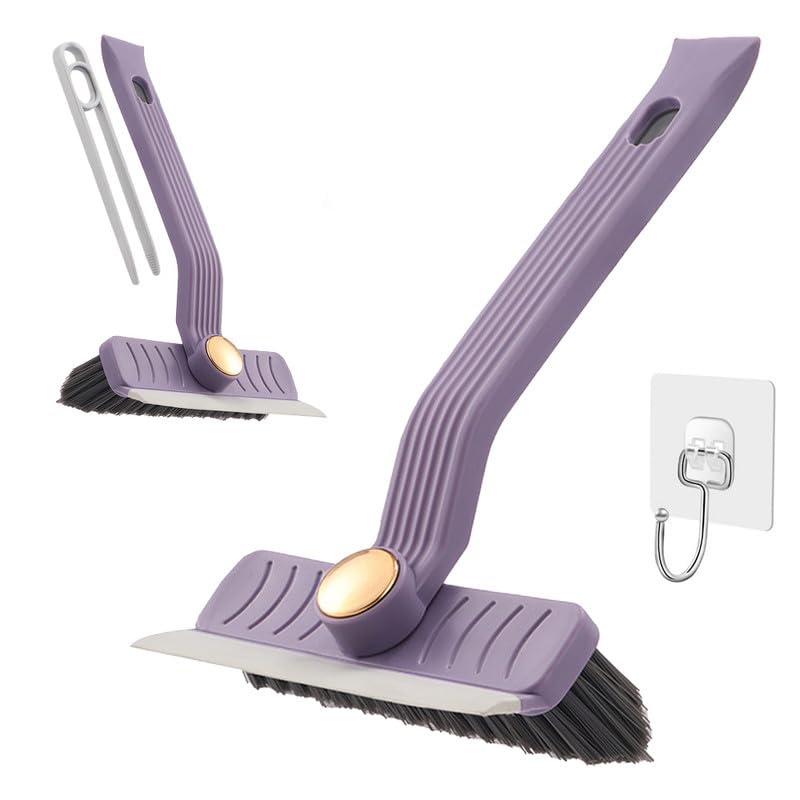 HASTHIP® Bathroom Tiles Cleaning Brush - Multi Function Bathroom Plastic Cleaning Brush Accessories 360 Degree Rotating No Dead Corners Hard Bristle Crevice Gap Brushes -Purple