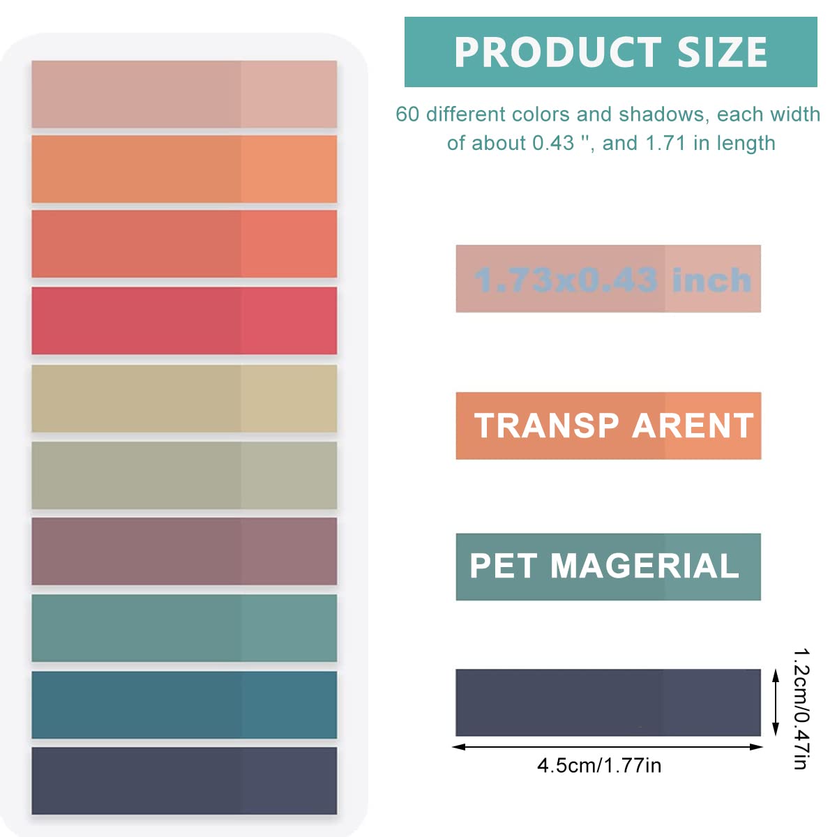 HASTHIP Sticky Tabs for Notebook and Books featuring PET Material and 60 Morandi Colors | 1200pcs Index Notes