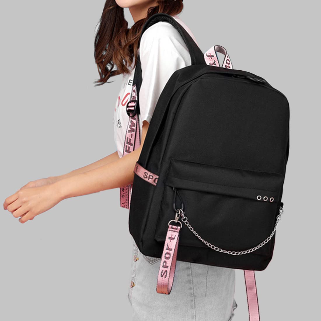 PALAY® School Bags for Girls Blackpink KPOP Theme Prints School Backpack With USB Charging and Headset Port Backpack for Student School Bag for Girls Large Capacity for Boy gift