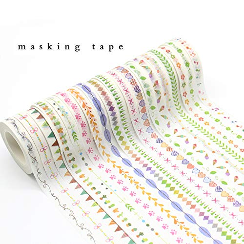 ELEPHANTBOAT  Segolike 10 Pieces Flower Washi Tape Masking Tape Adhesive Decorative Tape Sticker for Scrapbooking