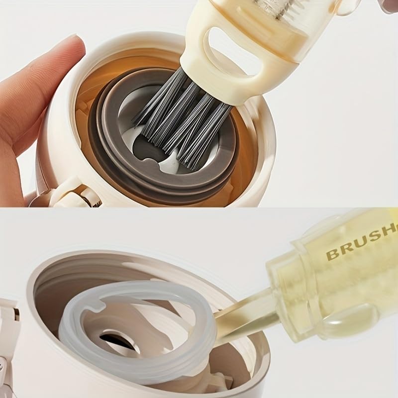 Supvox® 4 in 1 Cup Lid Cleaning Brush Set, Multifunctional Bottle Cleaning Brush, Silicone Cup Lid Gap Cleaner(3PCS)