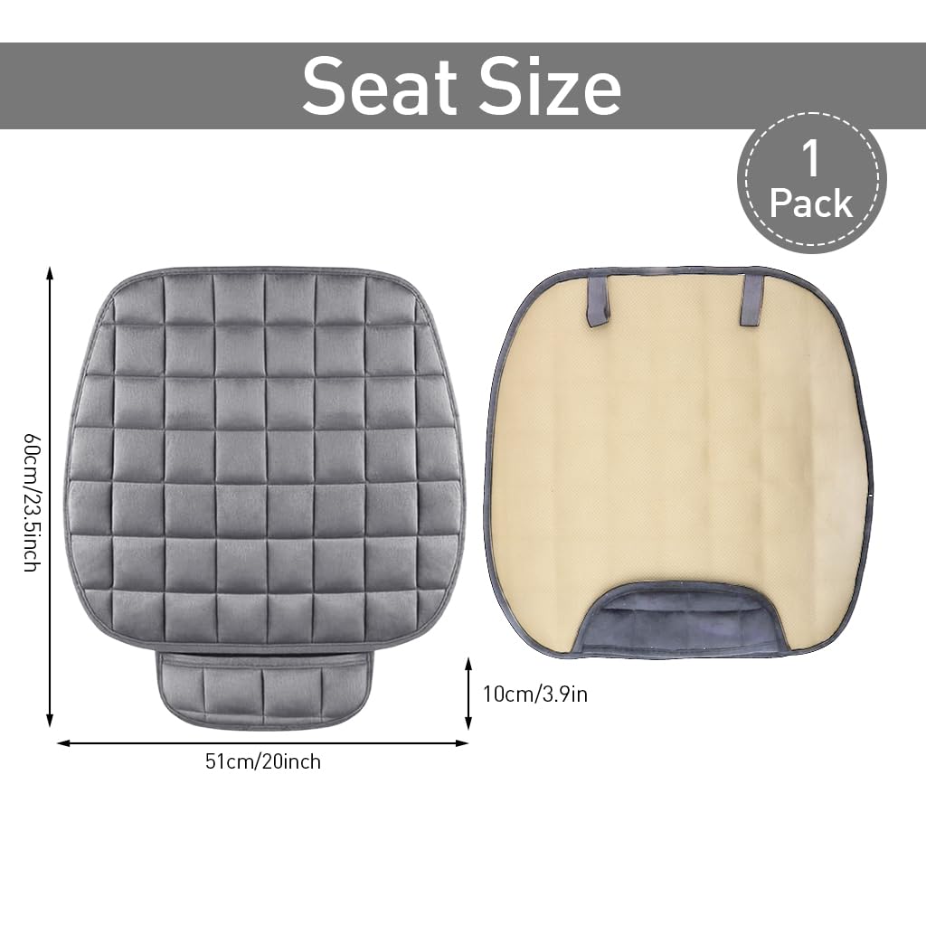 STHIRA Car Seat Cushion Mat for Cars with Anti Slip Silicone Dots and Soft Velvet Comfort | Cotton Filled with Extra Pocket