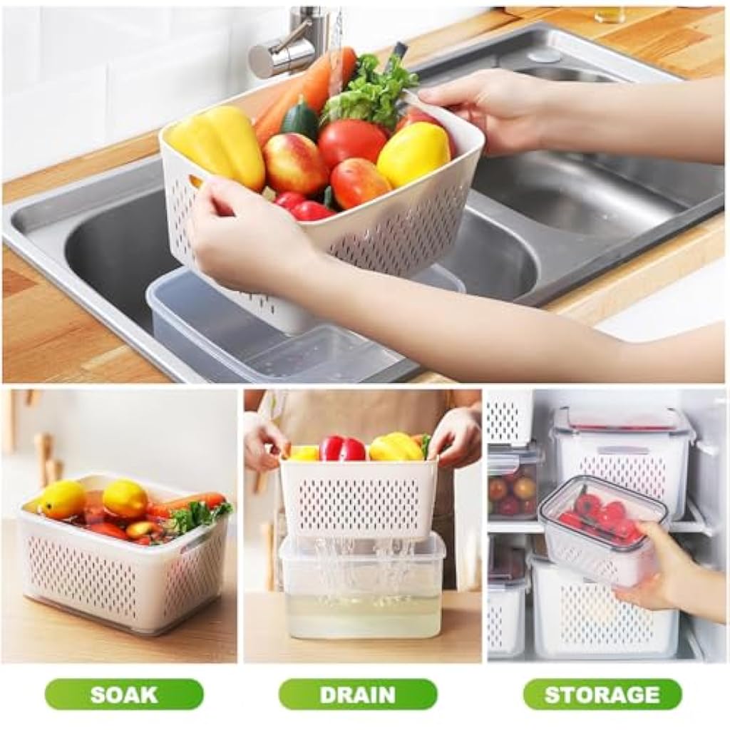 Supvox® Produce Vegetable Saver Container with Lid Colander Vent