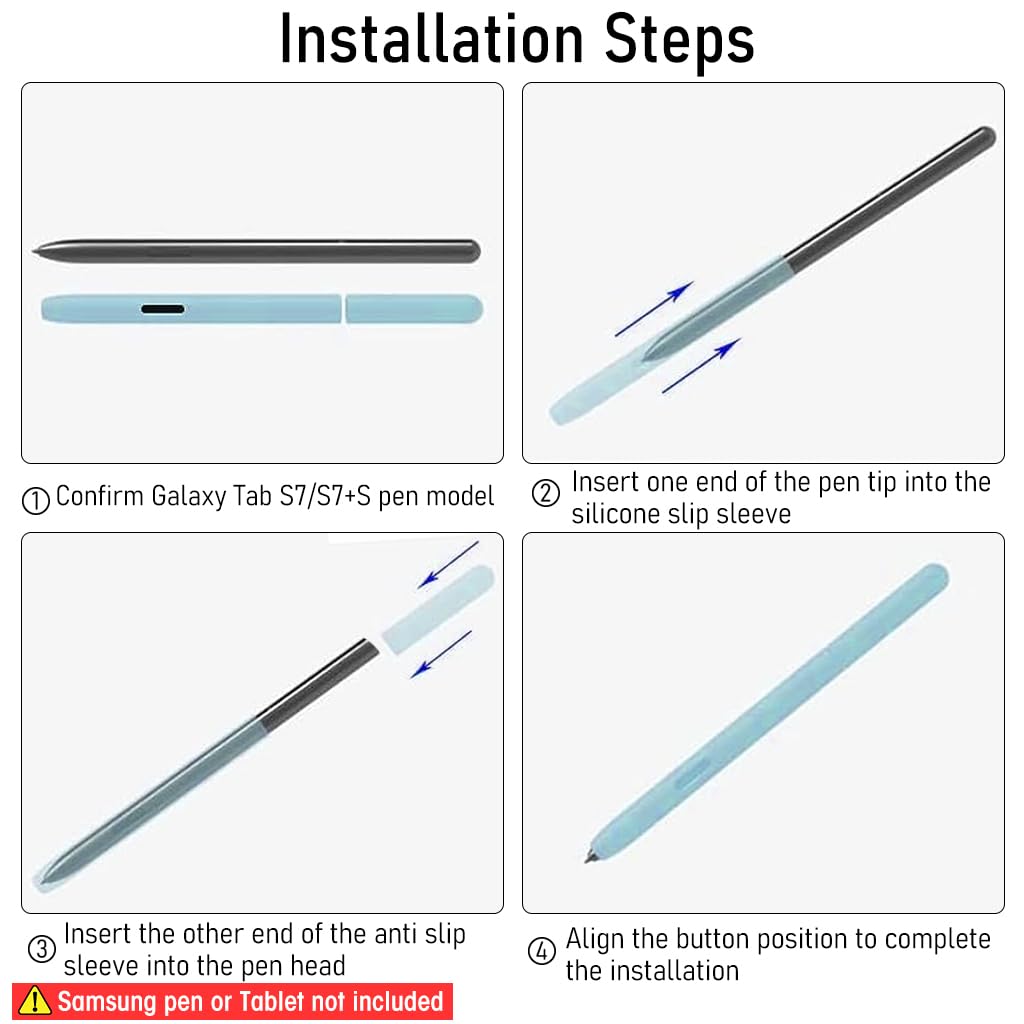 Silicone Sleeve Case for Samsung Galaxy Tab S7 S Pen with Non Slip Smooth Cover | Fits S7 Plus S8 S8 Plus Ultra