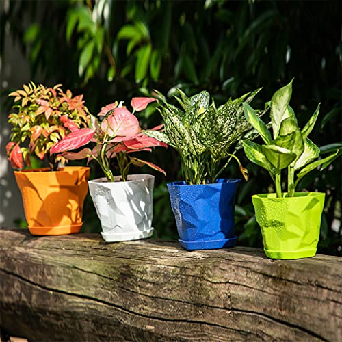 HASTHIP® 6pcs Flower Pot for Home Decoration with Trays, 15 * 12.5cm Plastic Planters for Home Plants, 1.2L Plant Pot with Permeable Bottom for for Indoor, Outdoor