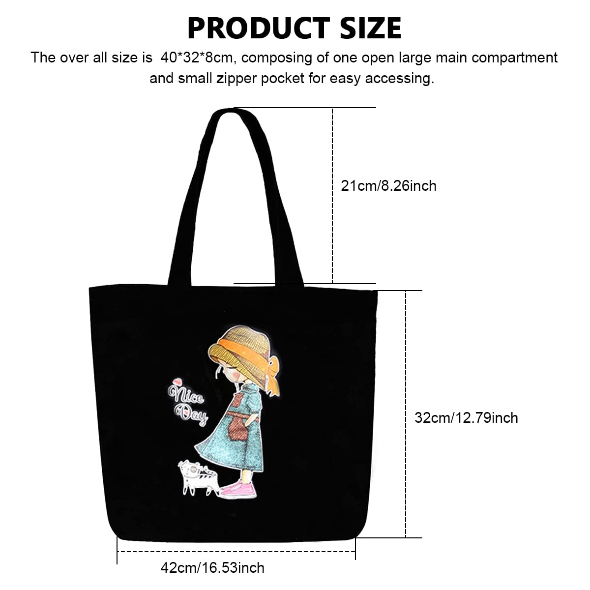 PALAY® Tote Bag For Women with zip Pure Color Oxford Cloth Hand Bag Large Shoulder Bag for Shopping, Commuting, Shopping Bag, Grocery Bag Gift for Girls